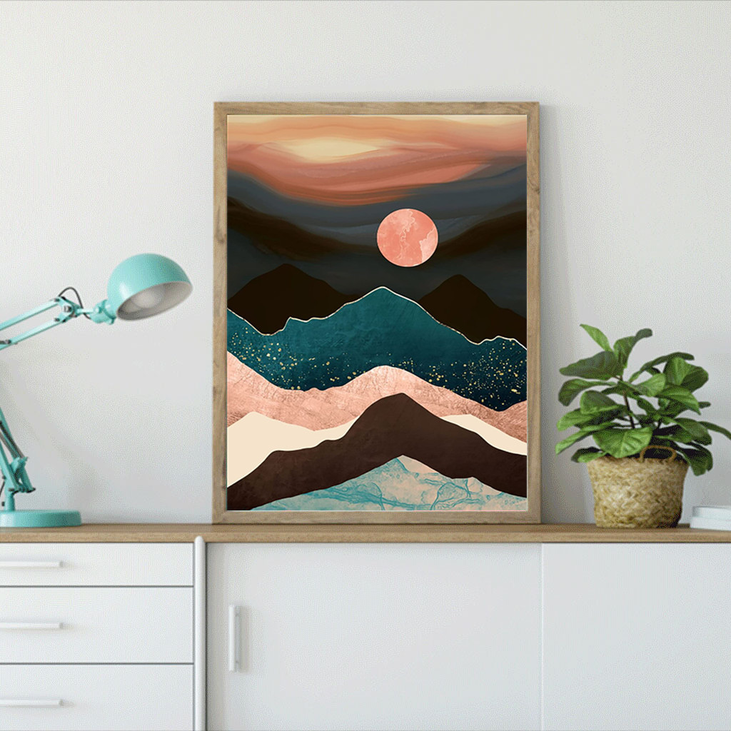 5d钻石画风景diy月亮组合圆钻满钻抽象画月光钻石绣装饰画20*30