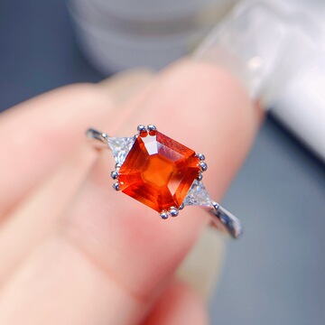 天然芬达石榴石 925银女士活口 颜色好 过检测 厂家直发 海外供货