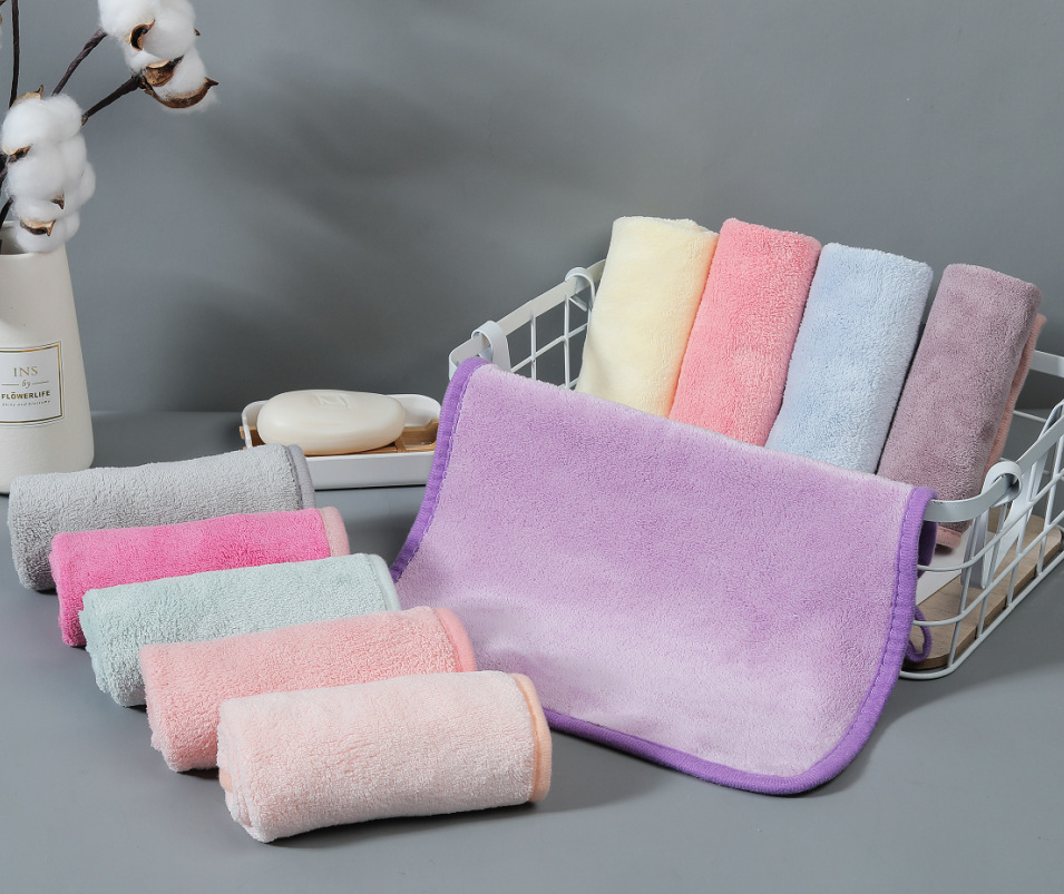 Coral Fleece Absorbent Hand Towel Household Bathroom Kitchen Cleaning Cloth Face Washing Square Towel Hanging Towel for Wiping Cars