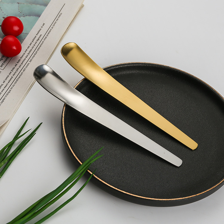 不锈钢甜品勺搅拌勺值平头咖啡勺镀钛金小勺子创意雪糕勺冰淇淋勺