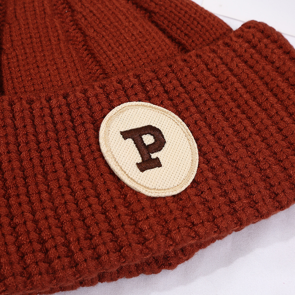 Internet Celebrity Ins Knitted Hat Letter Children's Wool Hat Student Flanging Warm Earflaps Cap Autumn Winter Warm Hat