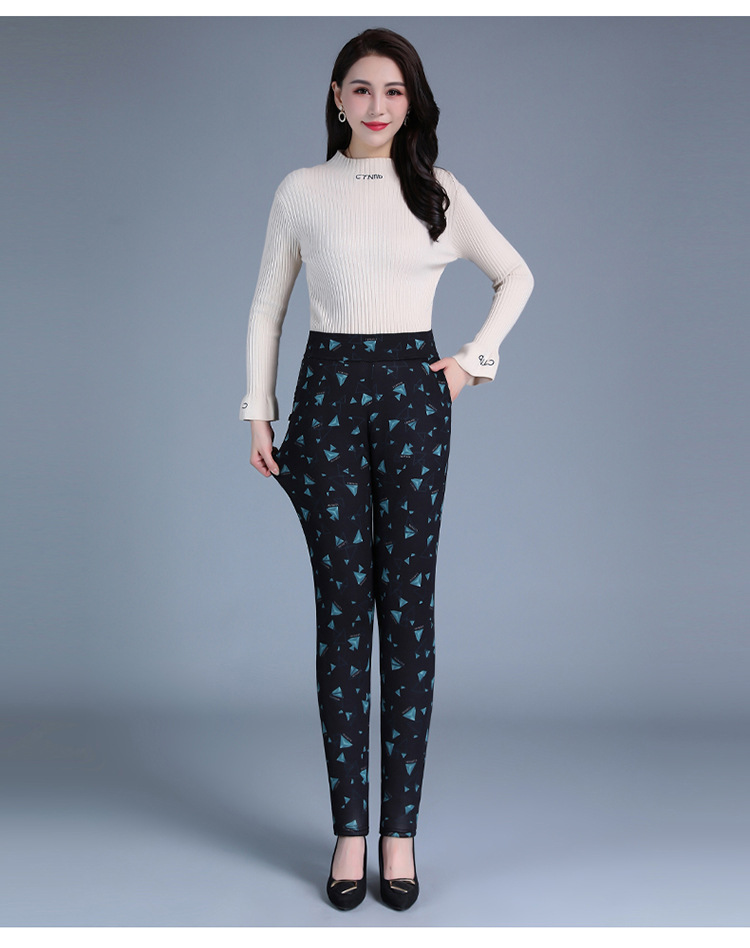 蚕丝棉裤女中老年加绒外穿高腰宽松妈妈休闲裤冬季加厚保暖纯色裤