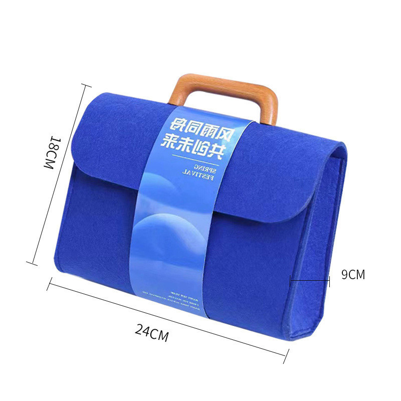 Wooden Handle Felt Bag Bridesmaid Best Man Hand Gift Bag Enterprise Company Customized Business Gift Box Felt Wooden Handle Felt