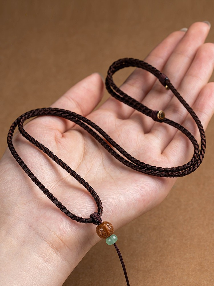 手工编织祥云珠吊坠挂绳简约男女士玉佩黄金平安扣玉器挂脖挂件绳