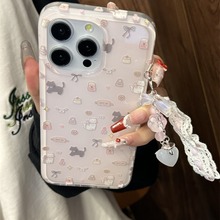 小众ins粉底灰猫咪插画适用iPhone14手机壳15ProMax苹果12/13女15