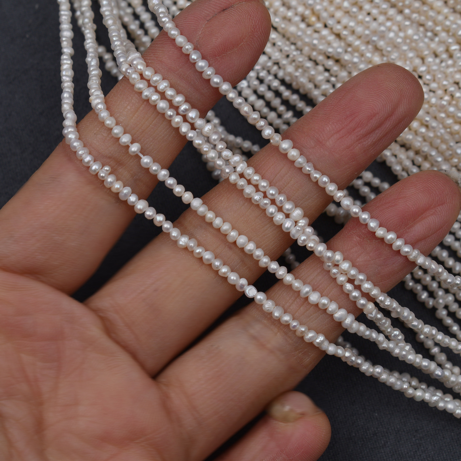 约2mm诸暨天然淡水小珍珠散珠项链半成品diy配件原材料跨境货源