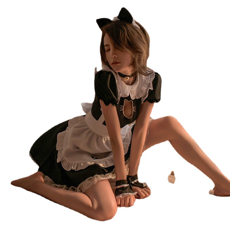 Sexy Lingerie Role Playing Lace Hollowed Heart Shape Sexy Maid Costume Maid Uniform Suit 1763