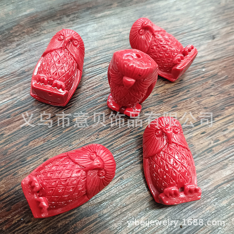 Candy Color Carved Scattered Beads Three-Dimensional Owl 20x33mm Pink Pressure Spacer Beads Bracelet Necklace Ornament DIY Material