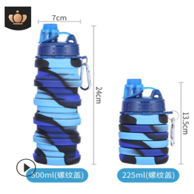 SOURCE Manufacturer Silicone Foldable Sports Kettle New Handle Cover Camouflage Outdoor Fitness Portable Folding Water Cup