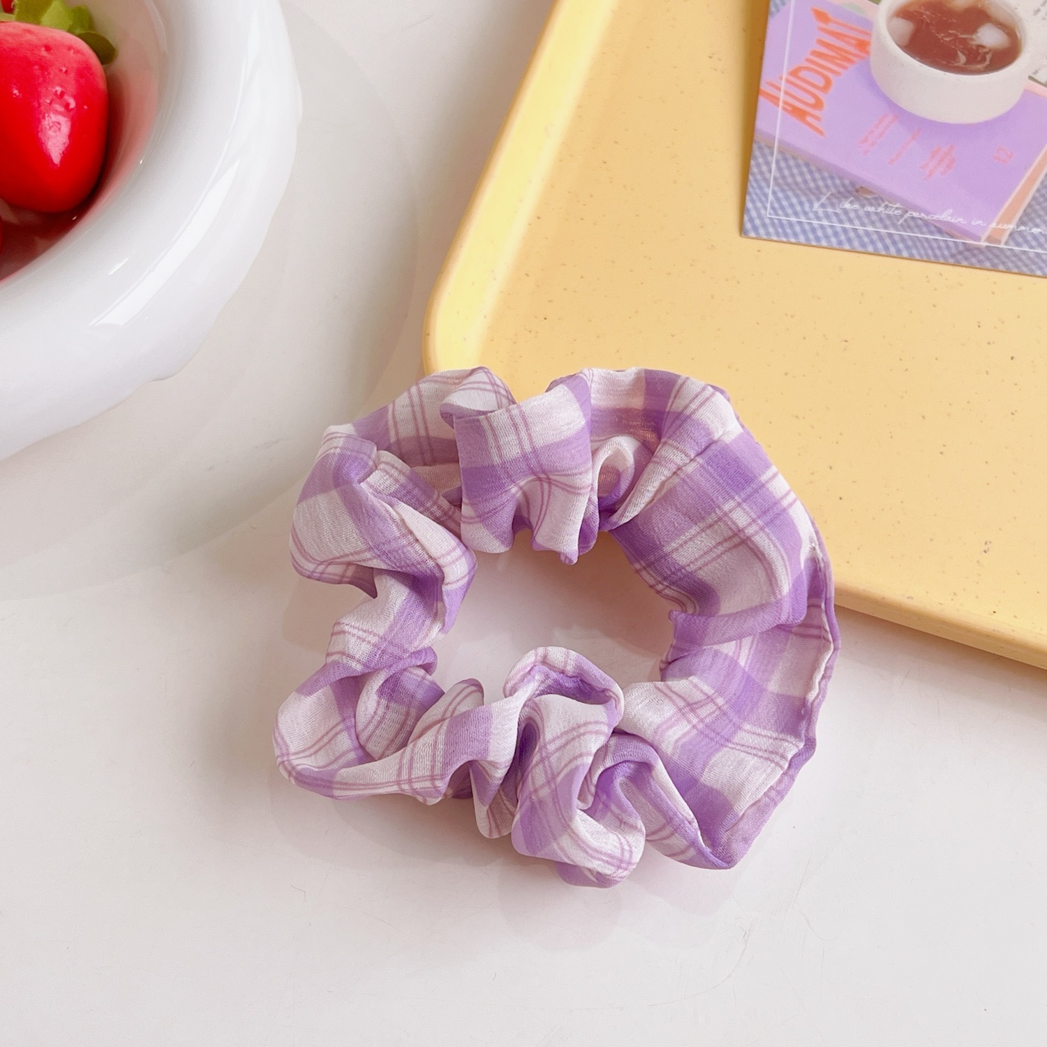 Korean Style Internet Celebrity Large Intestine Ring French Style Large Intestine Ring Floral Plaid Hair Band Ins Hair Band for Girls Cute Hair Accessories New