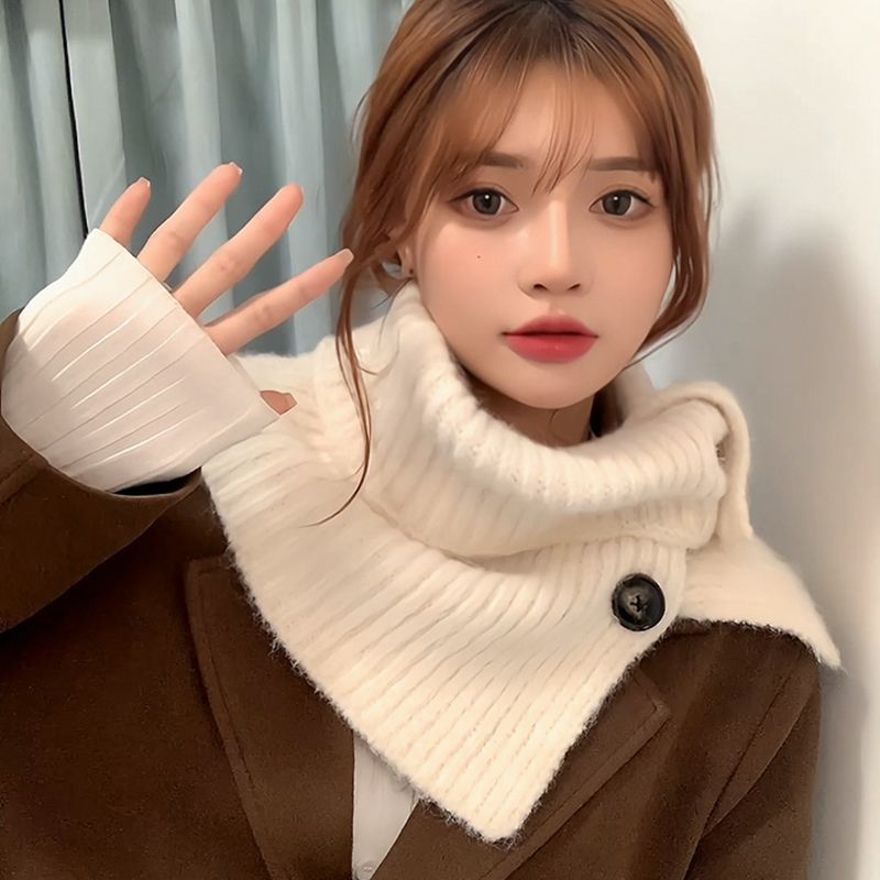 针织围巾女2024新款春季保暖毛线围脖护颈脖套防风防寒高级感披肩