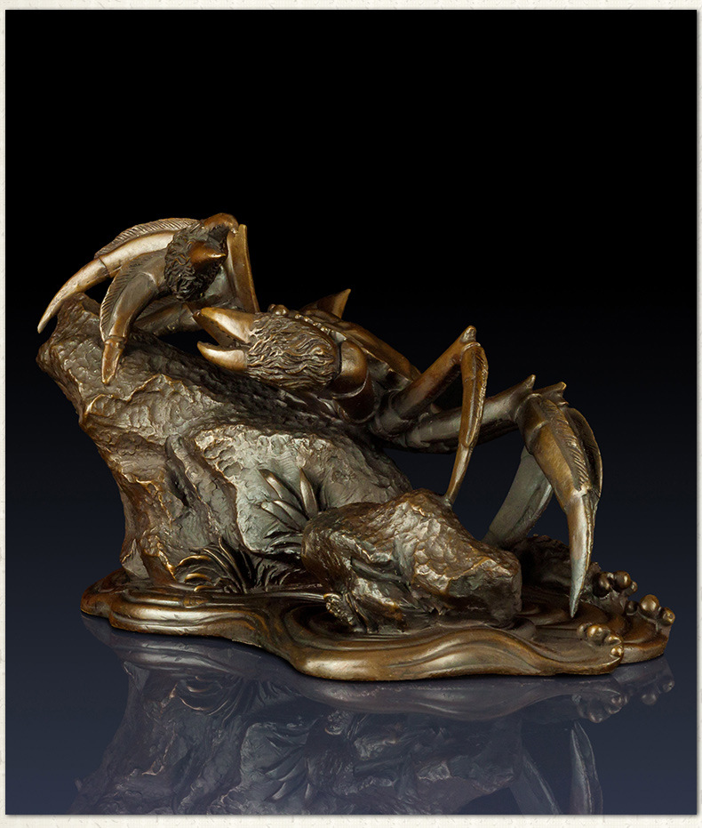 纯铜螃蟹工艺品摆件仿古横财将军蟹家居饰品摆件铜螃蟹办公室饰品