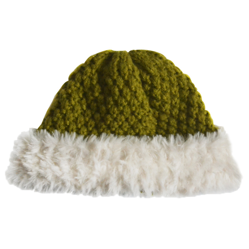 Chengwen Knitted Hat New Adult Fashion Pineapple Pin Plush Bonnet Women's Trendy Unique Stitching Wool Hat