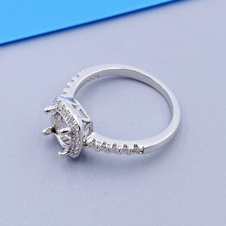 固定圈莫桑钻戒托925银戒指托 1克拉方包戒子银托配件镶嵌