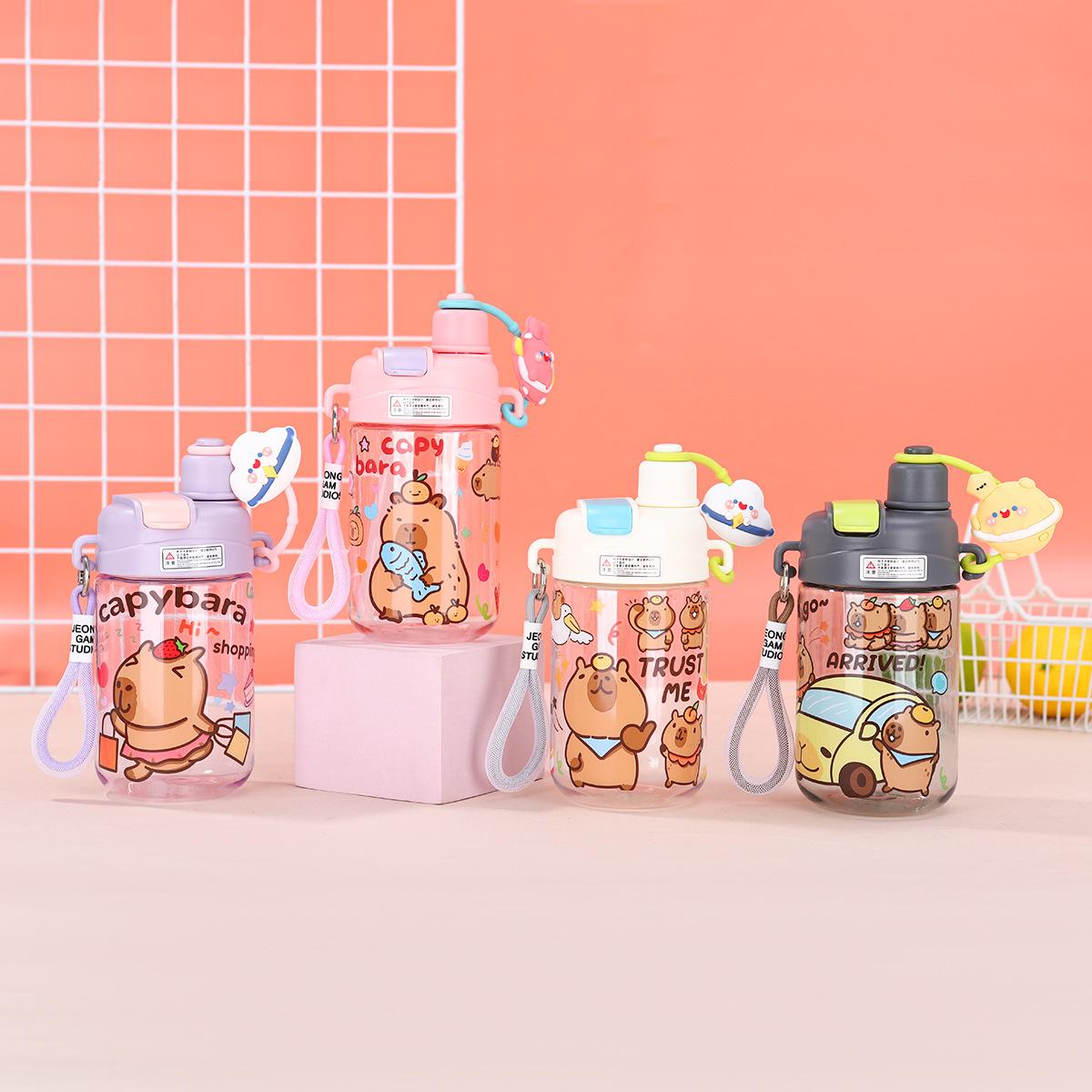 new capabala water cup student large capacity cup with straw outdoor portable with rope handle double drink tumbler