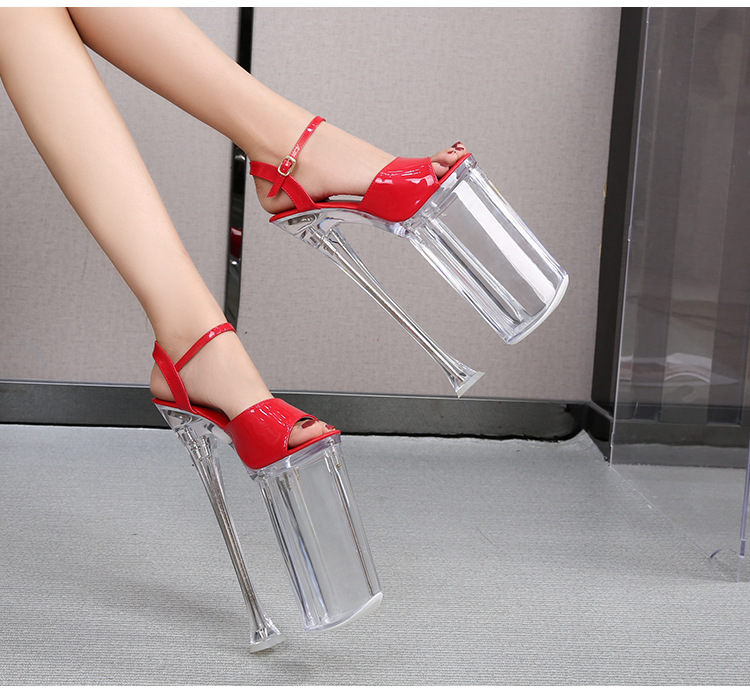 10326-6a水钻恨天高夜店超高跟鞋26cm车模凉鞋女矮人走秀钢管舞鞋