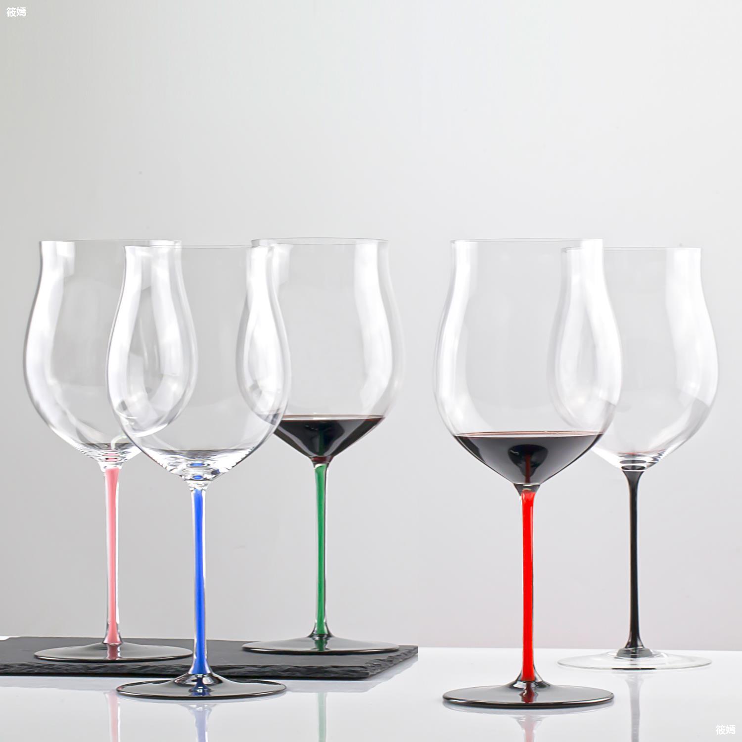 奥地利进口riedel力多 黑领结红黑脚杆波尔多黑皮诺水晶红酒杯