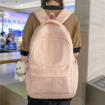 简约书包少女日系高中生初中生大容量背包韩版ins百搭学生双肩包