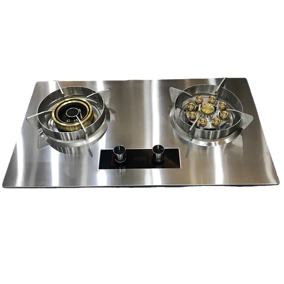 厂家批发家用燃气灶煤气灶定时玻璃包钢面天然气液化气猛火双炉