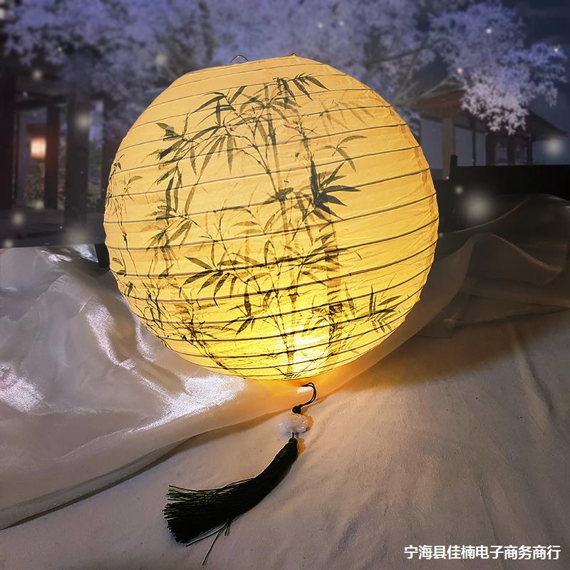 挂饰流苏节日纸灯笼国风古典传统梅兰竹菊罩古风汉服手绘纸灯罩