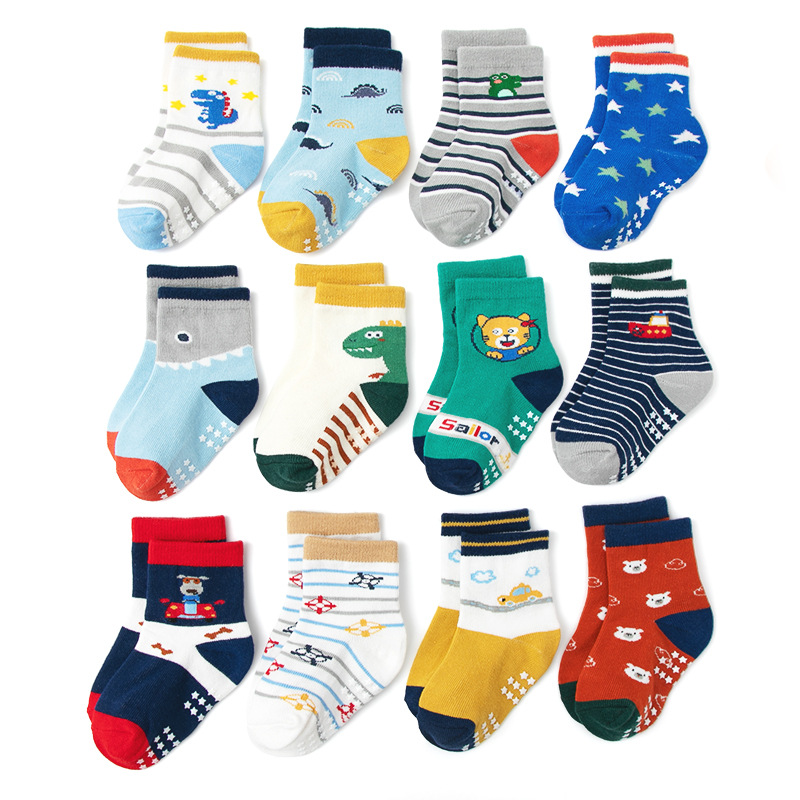 Amazon New Toddler Socks Non-Slip Dispensing Room Socks Cartoon Animal Model Children's Socks Wholesale 0-1-3-5-7 Years Old