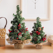 小型圣诞树家用迷你桌面摆件2023新款圣诞节小树布置桌上灯装饰品