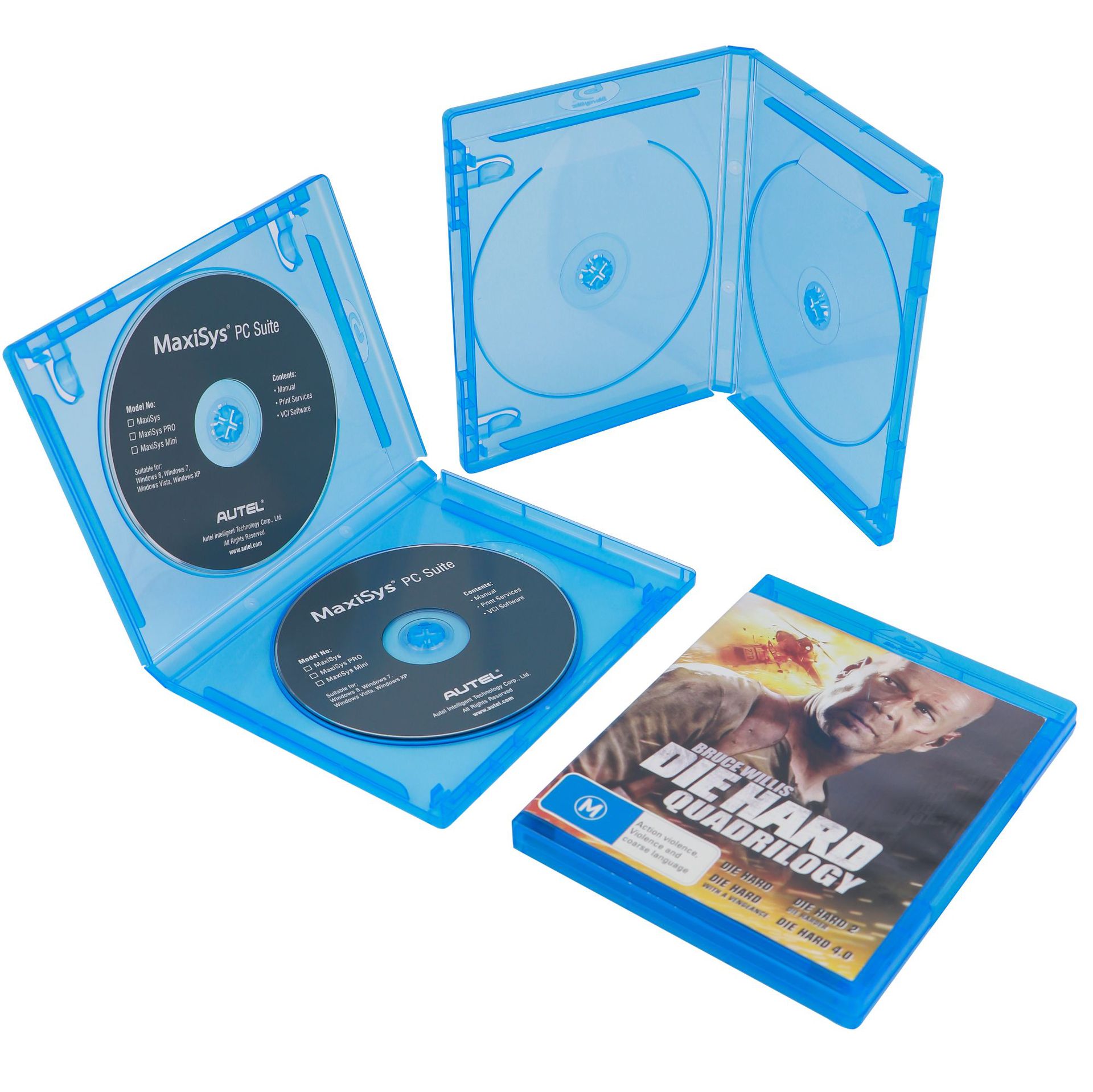 实力工厂批发蓝光双碟dvd盒连体翻盖蓝光vcd盒含烫银logo模印logo