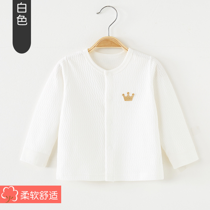 Baby Spring and Autumn Long Sleeve Top Newborn Spring and Autumn Base Male and Female Baby Cardigan Autumn Clothes Open Buckle Bottoming Shirt Autumn Clothes