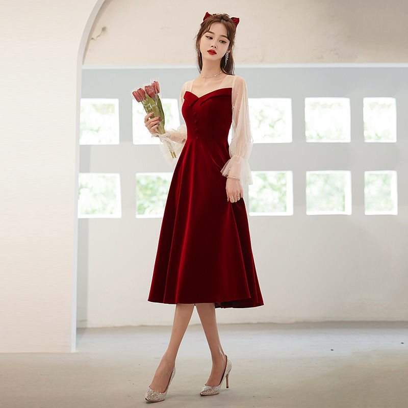 定婚连衣裙敬酒服新娘新款结婚小个子高端订婚礼服回门宴会批发