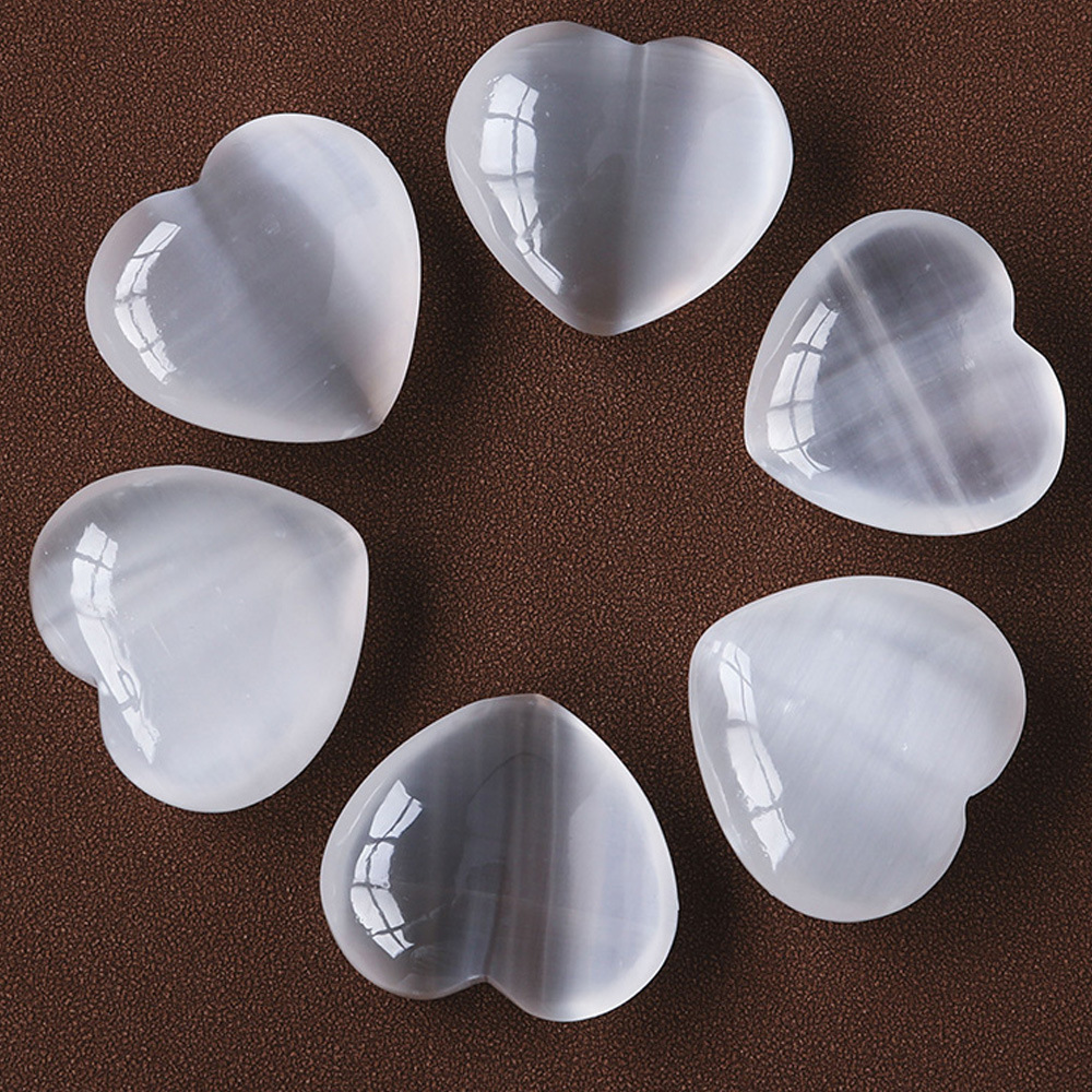 水晶石膏石心形手工打磨裸石水滴爱心无事牌猫眼石膏石厂家批发