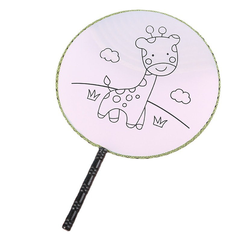 Children's Handmade DIY Painted Graffiti Fan Blank Temple Fan Circular Fan Wholesale Hand Painted Fan Stall Toy Material Package