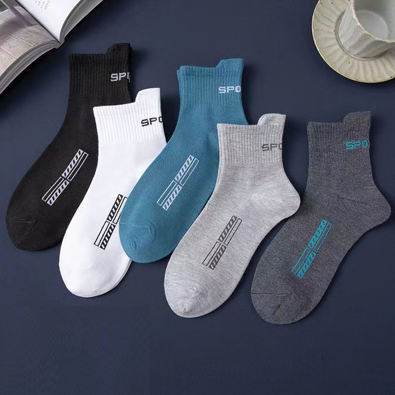 Cross-Border Hot Socks Men's Spring Summer Mid-Calf Length Socks Jogging Sports Socks Sweat Absorbing and Deodorant Men's Cotton Socks Wholesale Socks