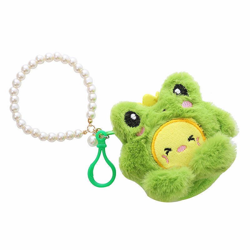 Korean Plush Animal Doll Keychain String of Pearls Coin Purse Bag Charm Accessories Female Cute Pendant Small Gift