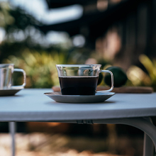 日式简约咖啡杯带手柄耐高温商用玻璃杯碟套下午茶杯拿铁杯