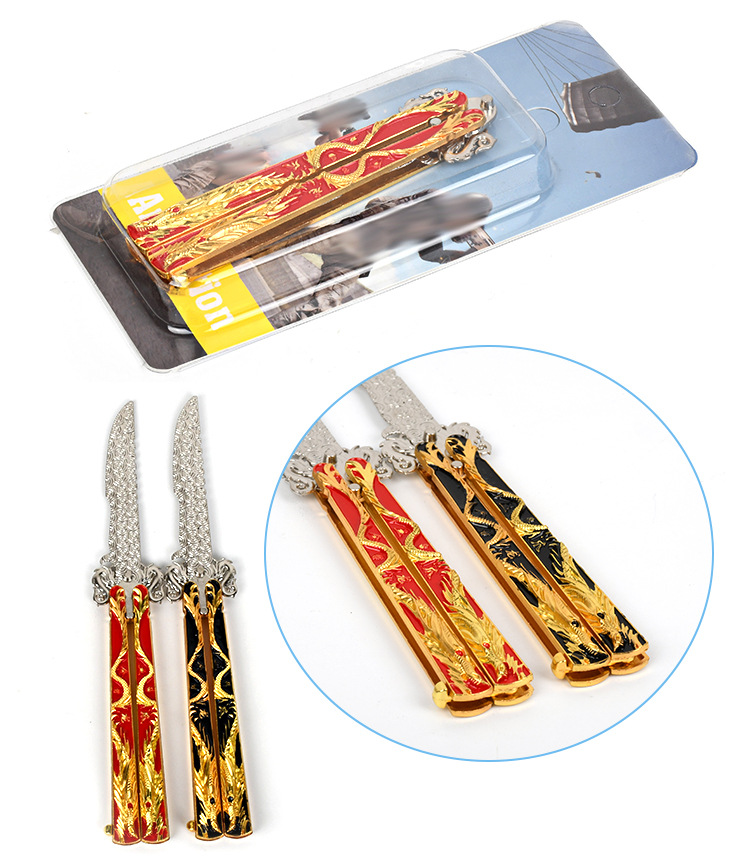 学生创意玩具蝴蝶刀儿童吃鸡王者合金铁兵器甩刀模型学校周边热卖