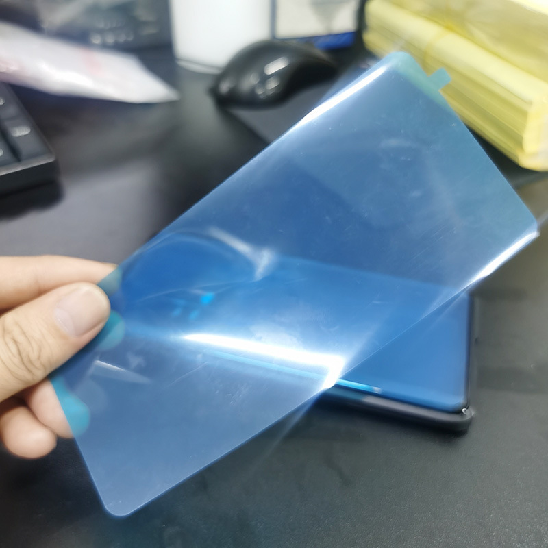 透明蓝色pet屏幕保护膜 手机壳镜面保护膜 pet自粘静电保护膜模切