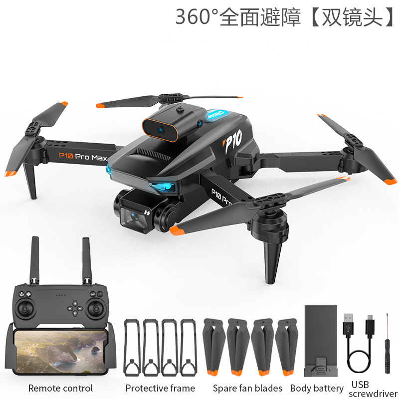 New Cross-Border P10 Folding Drone for Aerial Photography 360 ° Intelligent Obstacle Avoidance Quadcopter Telecontrolled Toy Aircraft