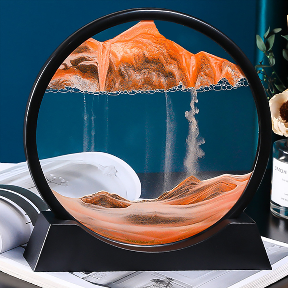 Factory Direct Sales round 3D Glass Quicksand Painting Creative Home Crafts Dynamic Living Room Decoration Birthday Gift