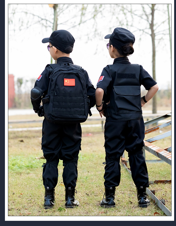 儿童警察服演出服套装男孩长短袖特警服夏季警官服装备军装演出服