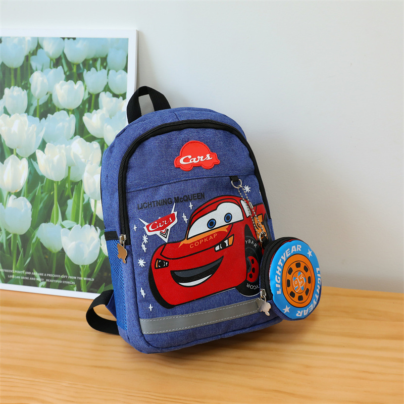 Children's Backpack 2023 New Kindergarten Cute Car Backpack Cartoon Cute Spider-Man Backpack Lightweight Backpack