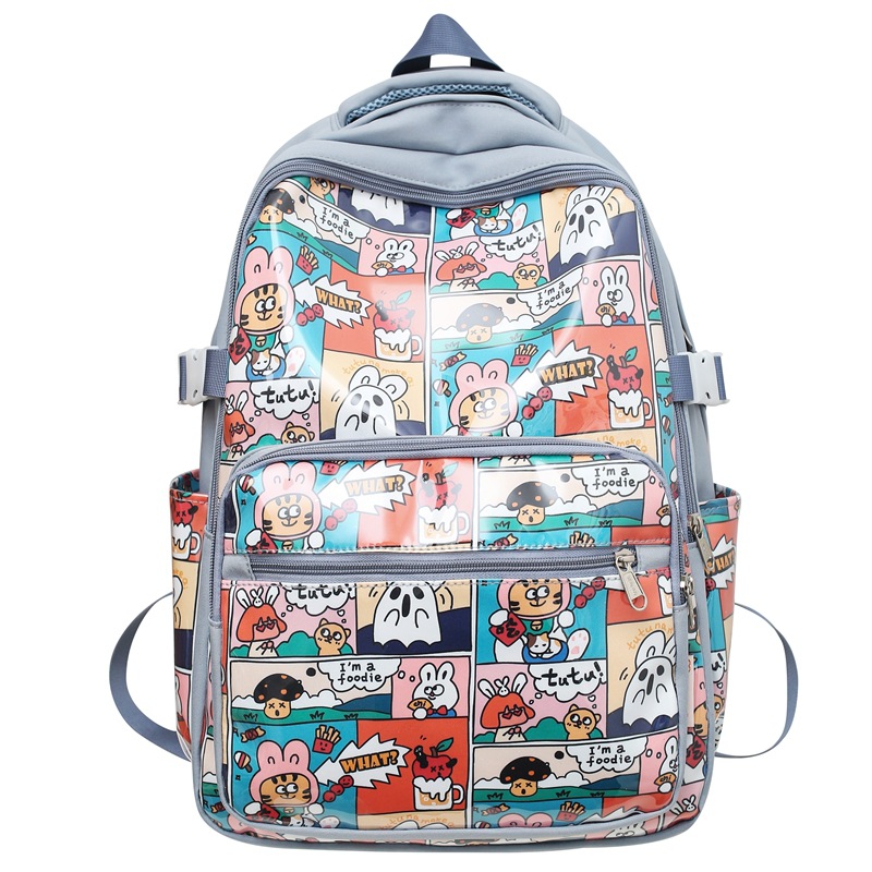 New Printed Student Schoolbag Korean Harajuku Ulzzang Nylon Backpack Cute Girl Ins Backpack for Women