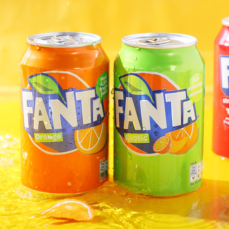 德国进口零食fanta芬达柠檬味夏季清爽汽水碳酸饮料易拉罐装330ml