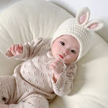 宝宝秋冬帽子婴儿毛线帽1-2岁尖尖兔耳朵精灵帽护耳保暖儿童whd13