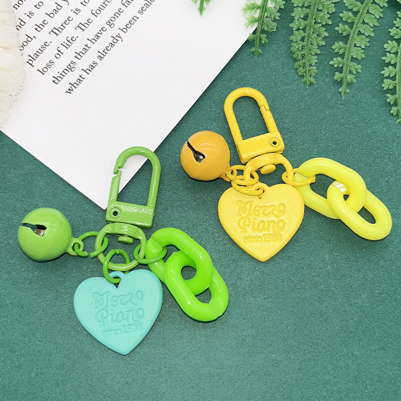 Cute Style Macaron Acrylic Keychain Bell Accessories Key Ring Bag Ornaments Reward Small Gift Pendant