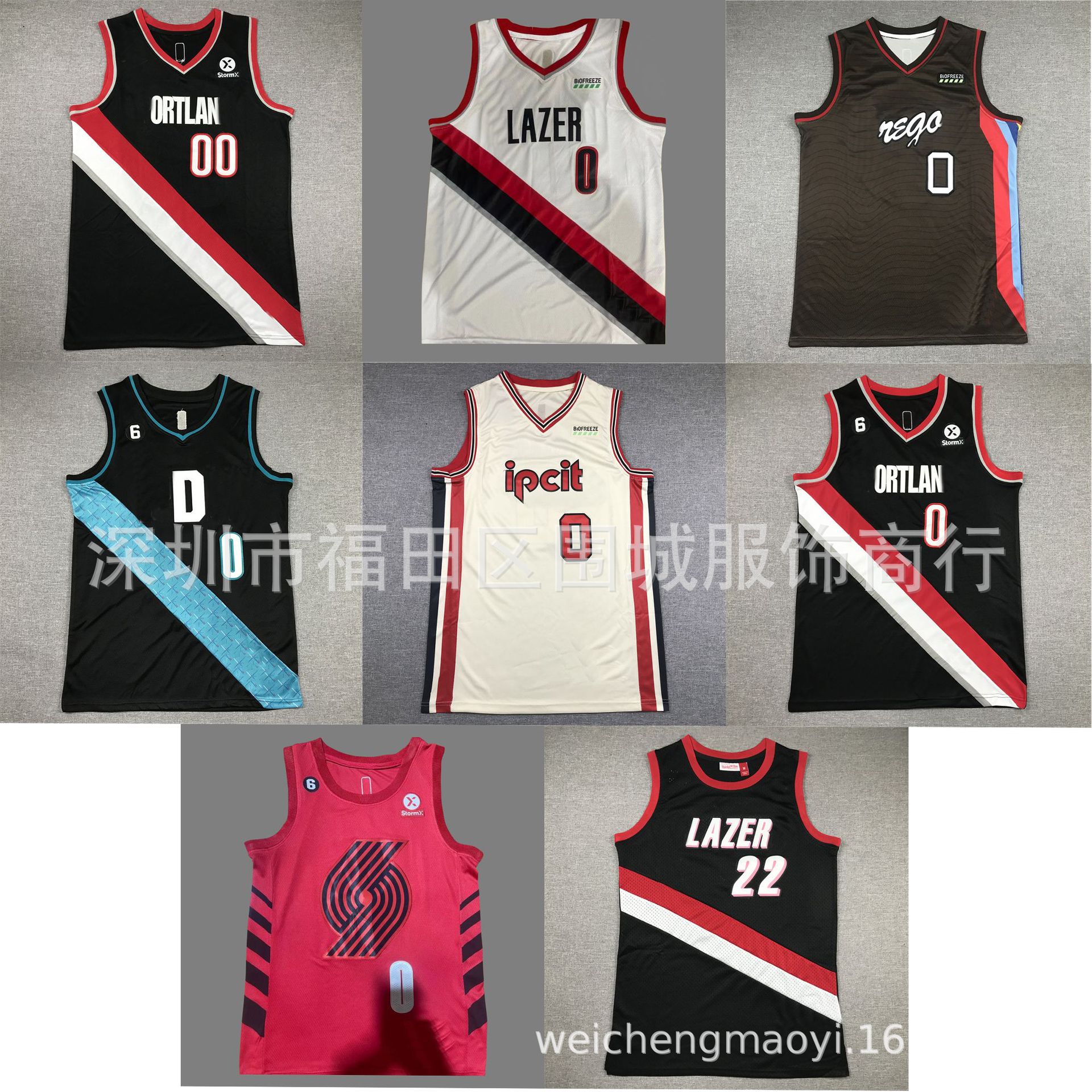 开拓者队篮球服 亨德森 利拉德 德雷克斯勒 刺绣球衣一件代发ebay