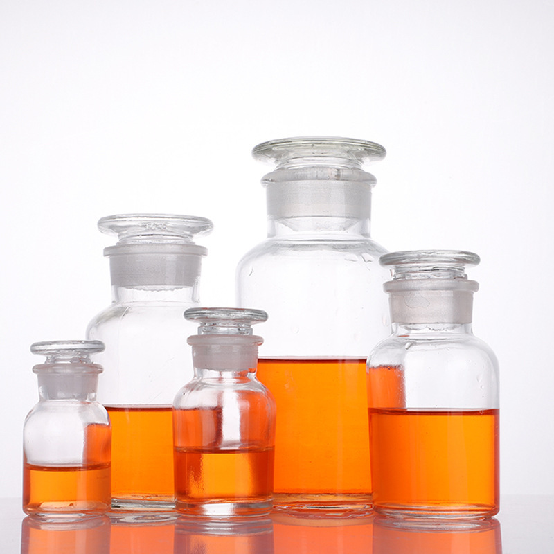 密封磨口试剂瓶透明玻璃实验室药瓶药剂分装瓶广口试剂瓶