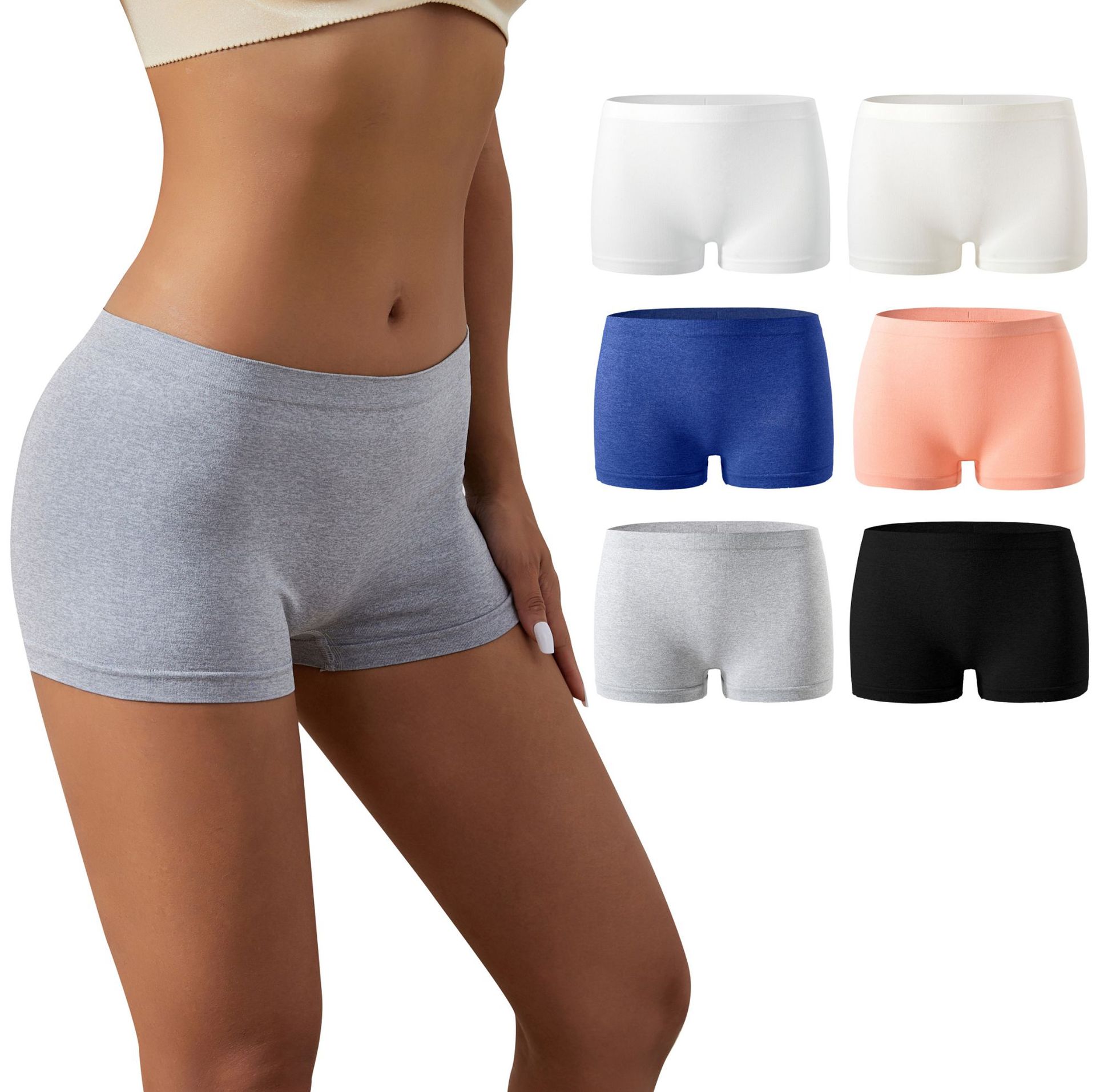 women‘s traceless ventilation boxer briefs pure color tight high elastic mid-waist basic sports underwear sports shorts