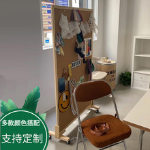 落地屏风软木板照片墙立式移动支架愿景板公告栏灵感板展示板