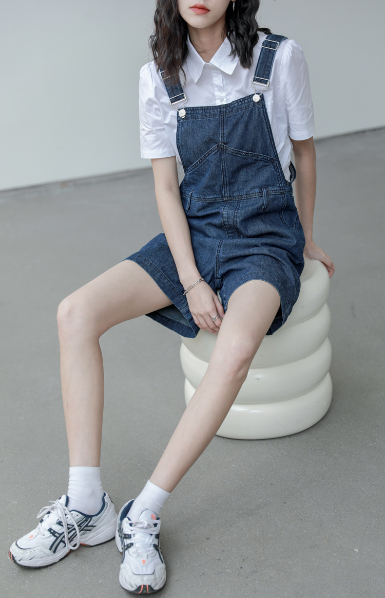2022夏薄款牛仔背带裤女宽松显瘦学生小个子减龄连体裤热裤