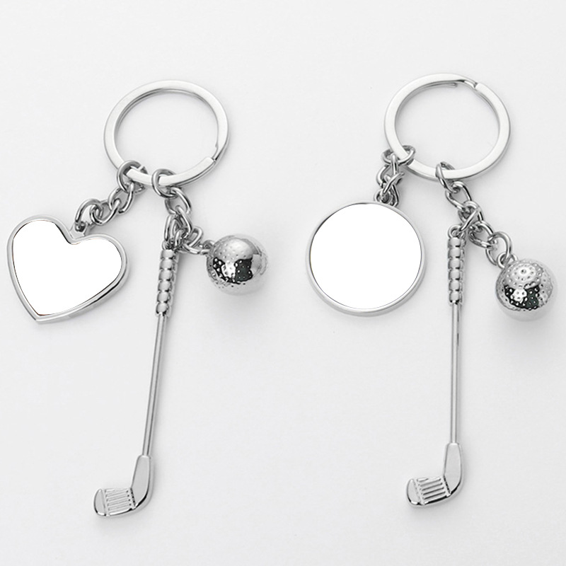 跨境亚马逊热升华长高尔夫球杆钥匙扣欧美礼品高尔夫球钥匙扣批发